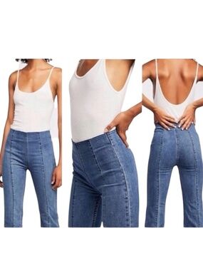Free People Wee The Free High-Rise Pull On Flare Jeans Size 26 Cotton